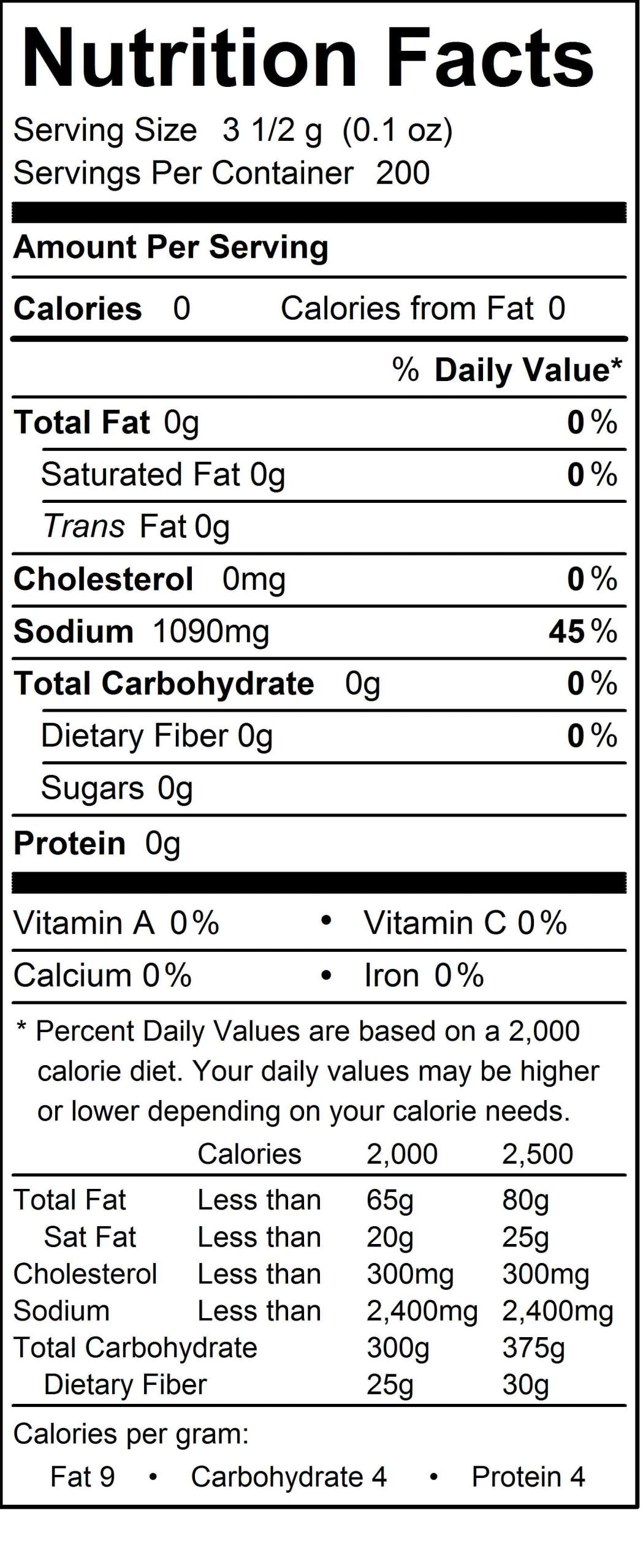 White_Fresh_Polish_Sausage_Seasoning_1lb_4oz;12-1222_Nutrition_Label