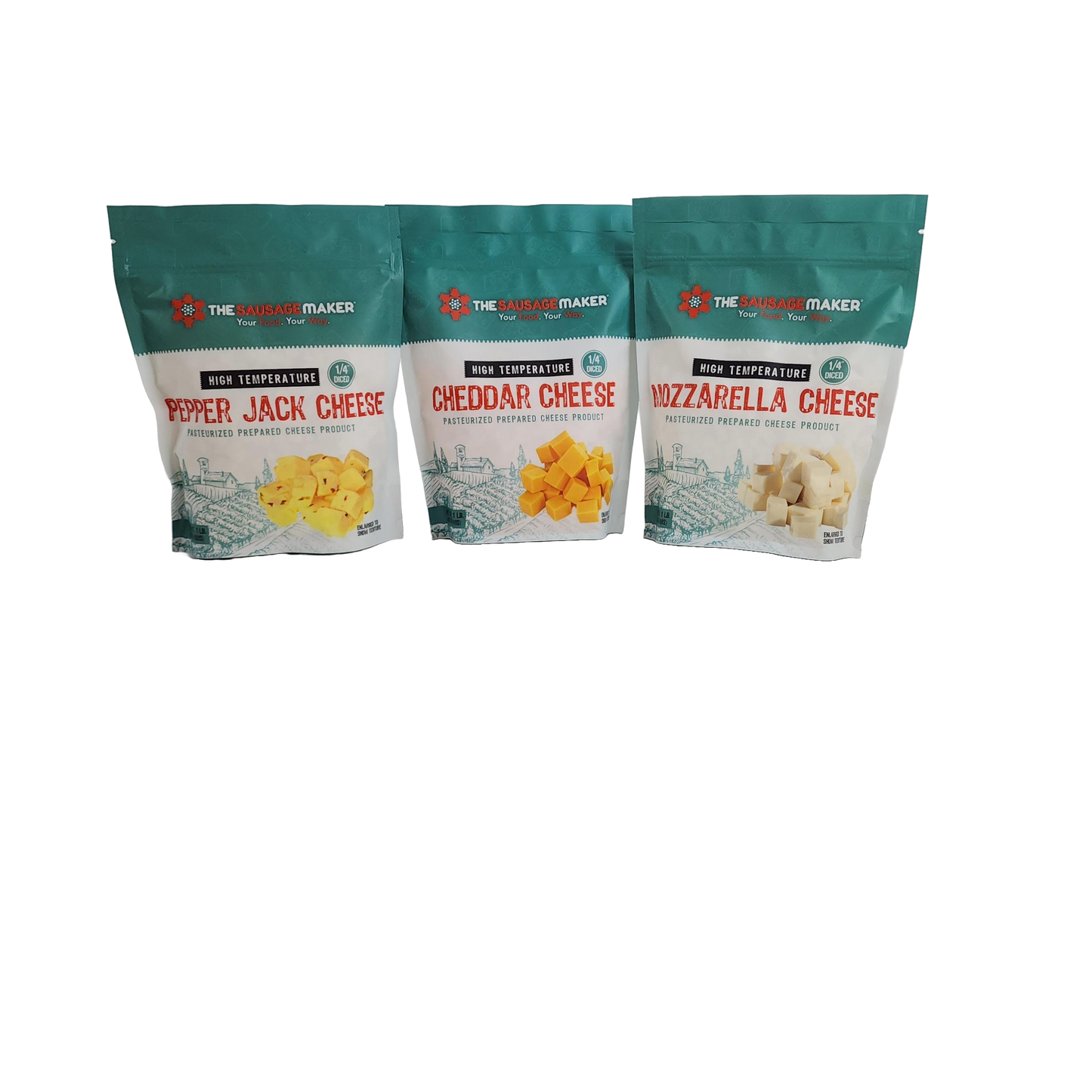 High_Temp_1lb_Cheese_Assortment_Cheddar,_Pepper_&_Mozzarella;High_Temp_Cheese_Instructions;High_Temp_Cheddar_Cheese,_1_lb.;High_Temp_Mozzarella_Cheese,_1_lb.