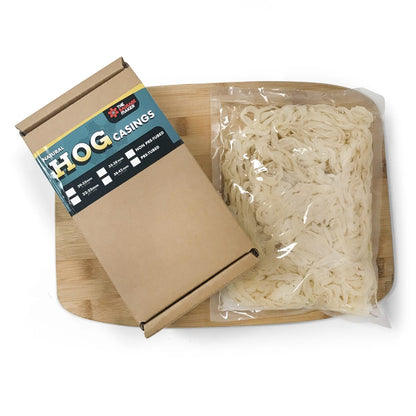 Butcher-Pack-Hog-Casing-Main-Img-1;Butcher-Pack-Hog-Casing-Inside-Packaging;Butcher-Pack-Hog-Casing-Label-Description;Comparison_of_The_Sausage_Maker's_hog_casing_vs._competitors