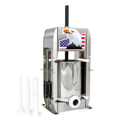 The_Sausage_Maker_15_lb._sausage_stuffer_with_built-in_Buffalo_design_for_easy_sausage_filling
