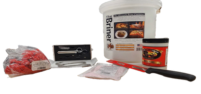 Poultry_and_Small_Game_Brining_Kit;Mundial_6″_Curved_Semi-Stiff_Boning_Knife;Turkey_&_Poultry_Brine_Seasoning,_2_lbs.;The_Briner;Meat_Pump_KIT,_2_oz_capacity;Insta_Cure_#1,_8_oz.;Stainless_Steel_“S”_Hook,_6″_x_8mm;7”_Diameter_Red_Diamond_Pattern_Net-All_Netting,_5_pcs.;9″_Dia._Red_Diamond_Pattern_Net-All_Netting,_5_pcs.