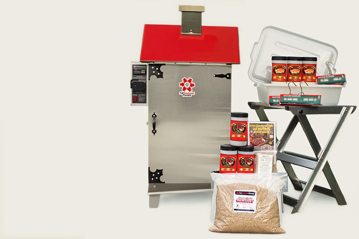 Smoker grill with accessories on a white background