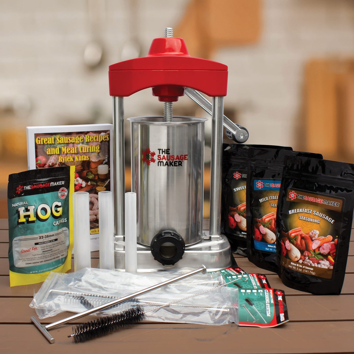 5_lb._Heavy_Duty_Sausage_Stuffer_Kit;5_lb._Heavy_Duty_Sausage_Stuffer_Kit;Great_Sausage_Recipe_Book;Home_Pak_Natural_Hog_Casings;Sweet_Italian_Sausage_Seasoning,_5_oz.;Mild-Hot_Italian_Sausage_Seasoning,_5_oz.;Sweet_Italian_Sausage_Seasoning,_5_oz.;Stuffing_Tube_Cleaner_Set_–_Set_of_4