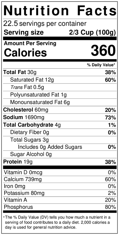 High_Temp_Cheddar_Cheese_20_lbs;High_Temp_Cheese_Instructions