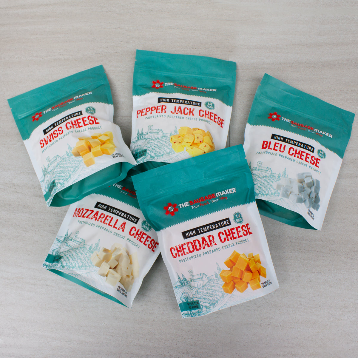 High_Temp_1lb_Cheese_Assortment_5-pack;High_Temp_Cheese_Instructions;High_Temp_Bleu_Cheese_1lb;High_Temp_Mozzarella_Cheese_1_lb