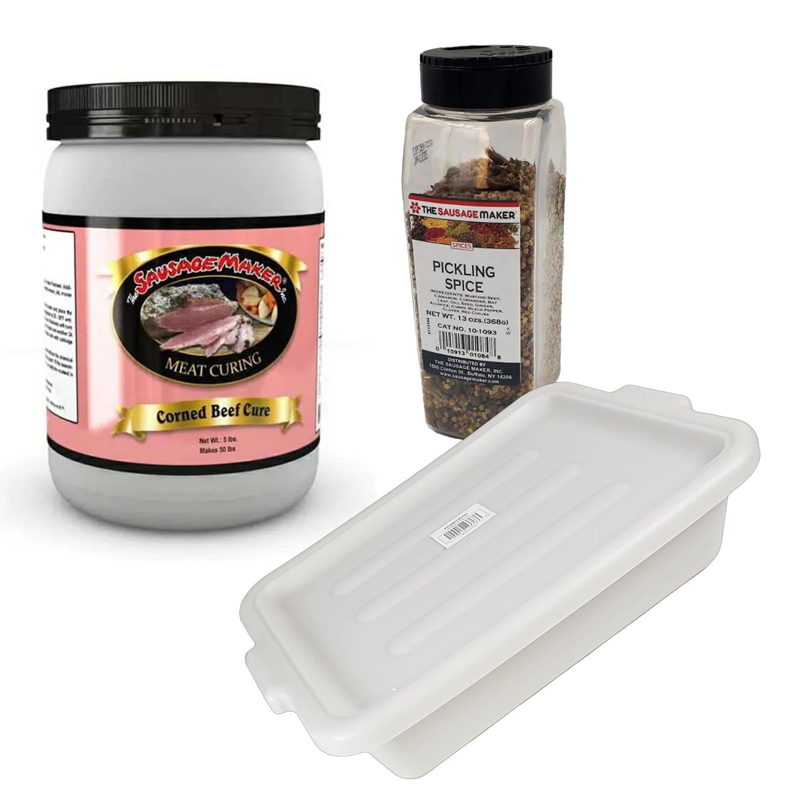 Home_Corned_Beef_Kit;Corned_Beef_Cure,_5_lbs.;Pickling_Spice;Compact_Food_Handling_Lug_with_Cover