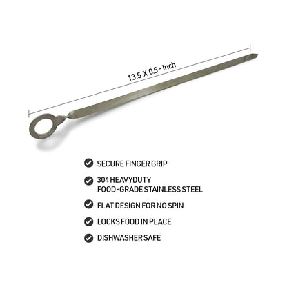 tsm-shashlik-holder-with-skewers;kabobholder-with-skewers-infographic;14x11x4-in-stainless-steel-shishkabob-holder-with-six-skewers;stainless-steel-skewer-infographic;6-piece-Skewer-Set