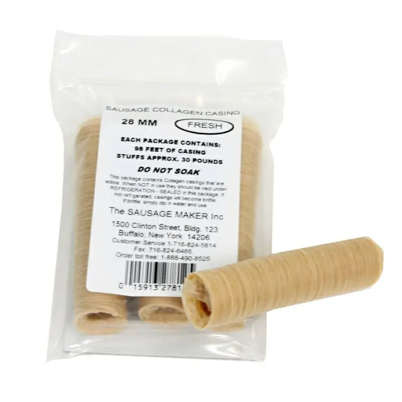 50ft Lenght for stuffing 51 Lb 270 sausages 3 sticks Collagen Casings Dry 28mm 