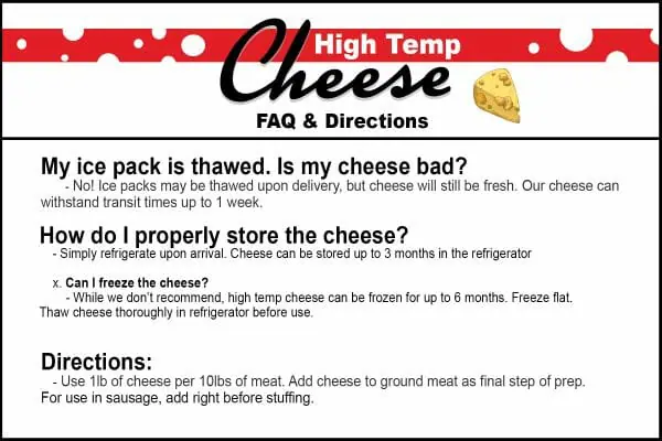 High Temp Cheese Instructions